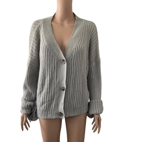 Nasty Gal Sweater Cardigan Womens Medium Cable Knit Cuffed Sleeve Oversized - Picture 7 of 11